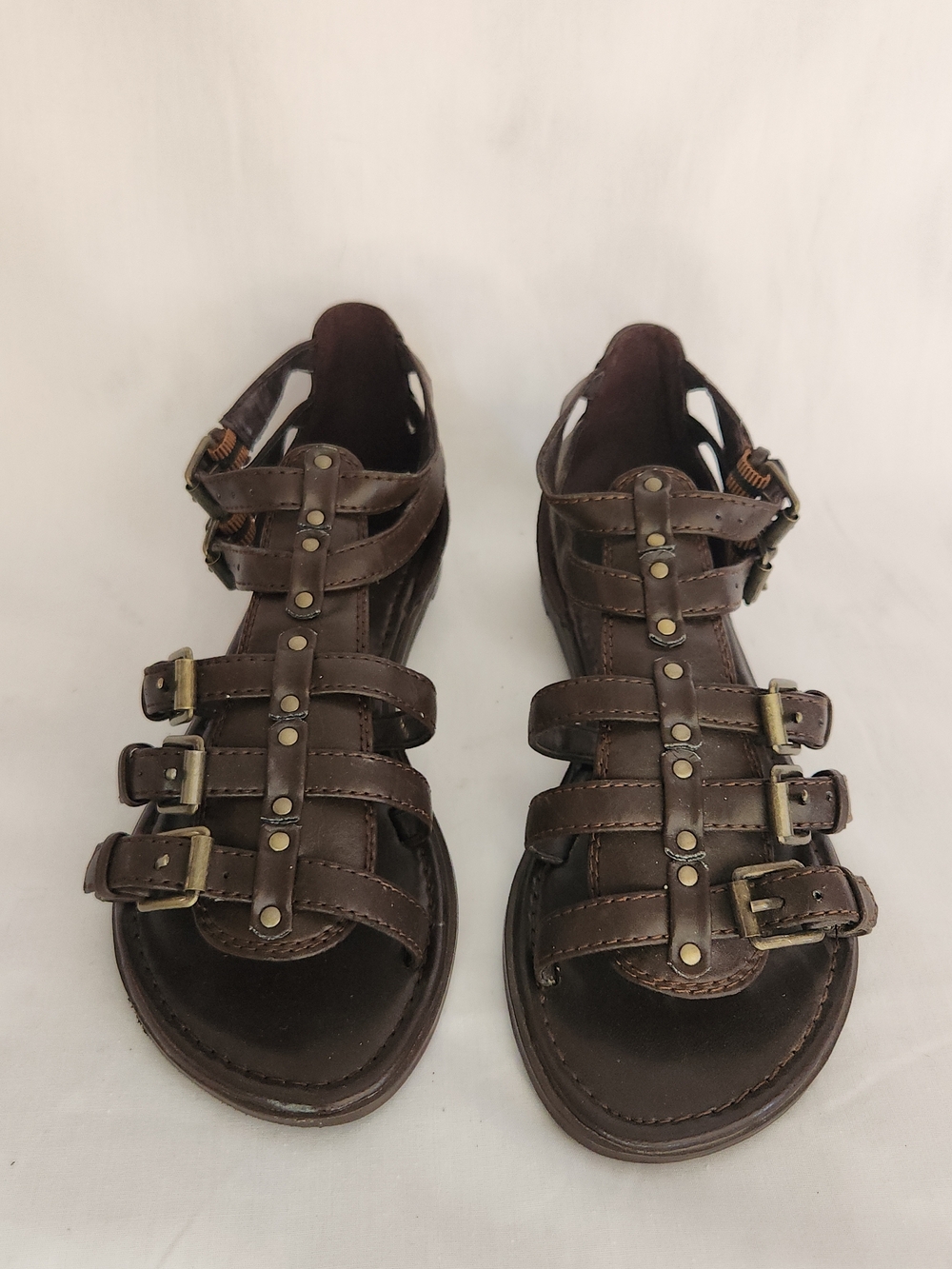 Dark Brown Gladiator Sandals Brass Detail Festival Boho Y2K 6